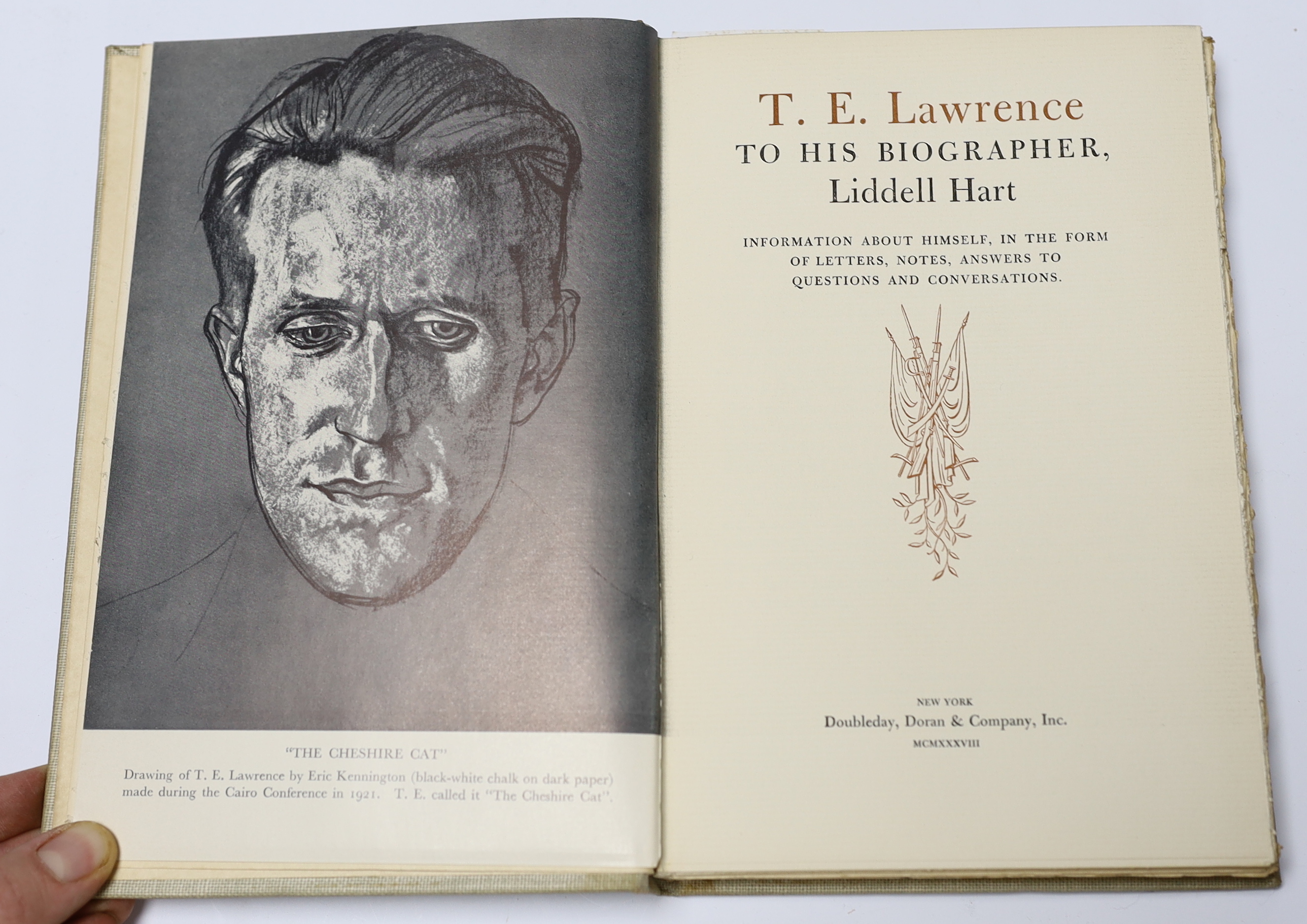 Lawrence, T.E - To His Biographer Robert Graves; To His Biographer Liddell Hard, 2 vols, 8vo, original buckram, each one of 1000 copies, signed by Graves and Liddell Hart respectively, frontispieces, t.e.g., some leaves